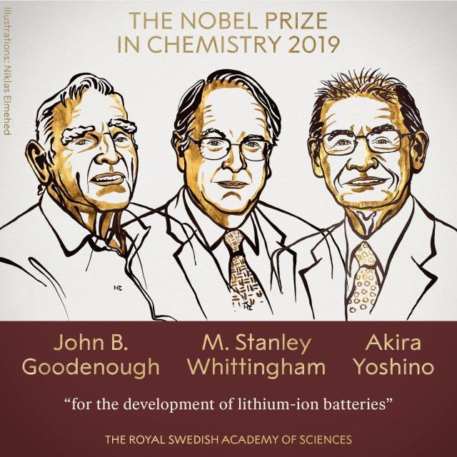 3 scientists share 2019 Nobel Prize in chemistry for the development of Lithium Battery