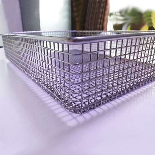 Medical Disinfection Basket Stainless Steel Wire Mesh Sterilization