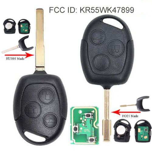 2001-2007 Ford Mondeo Remote Key 433Mhz 3 Buttons with HU101/ FO21 Blade For Focus Fiesta C-max -KR55WK47899