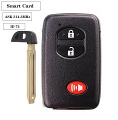 Smart Card （2+1）button ASK314.3MHz ID74-WD03-WD0 4use for US Toyo*ta Camry Yaris RV4 Reiz Vios Corolla Avalon(2008-2013）