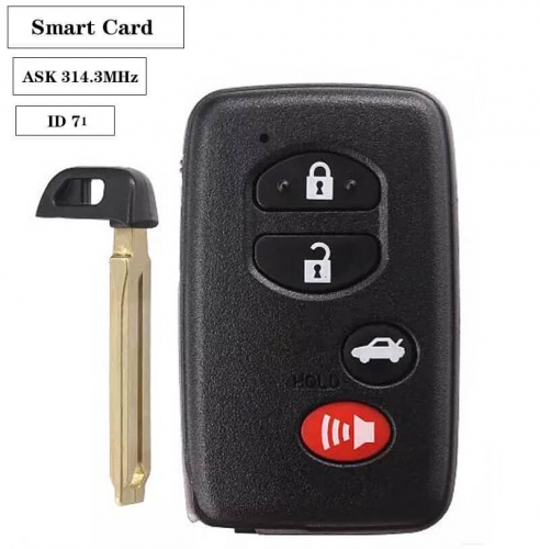 Smart Card（3+1）button ASK314.3Mhz ID71-0140 Use for -US Toyo*ta 2007-2009 ES350 IS250 IS350 GS300-600H