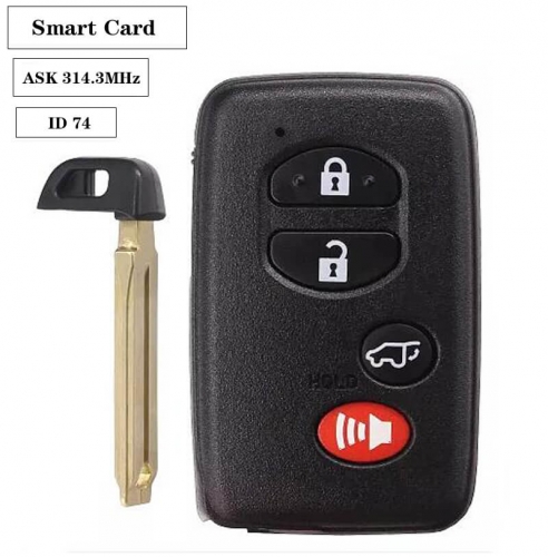Smart Card（3+1-SUV）button ASK314.3MHz ID74-WD03-WD04 Use for -US Toyo*ta Camry Yaris RV4 Reiz Vios Corolla Avalon(2008-2013）