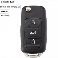 Remote Key 3 Buttons 434MHZ 5K0 837202 AD For VW Caddy Eos Golf Jetta Beetle Polo Up Tiguan Touran