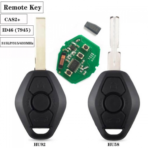 CAS2+ System Remote Car Key PCF7945 Chip 315LP/315MHz/433MHz for BM*W X3 X5 Z3 Z4 Z8 3/5/6/7 Series