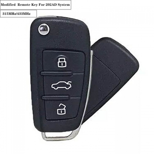  Modified Remote Key 3 Button 433MHz/315MHz For VW 202AD System 