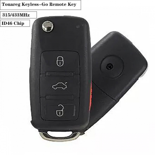 Keyless-Go Remote Key 3+1buttons 315MHz / 433MHz ID46 Chip For VW Touareg