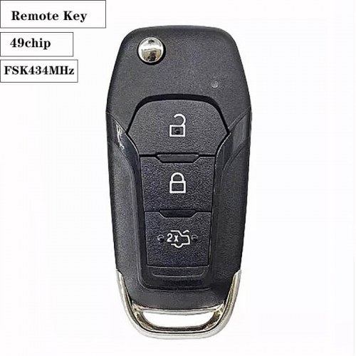 3button FSK434MHz Folding Remote Key 49chip HU101 For Ford Furus
