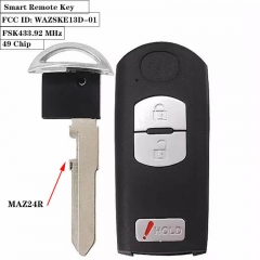 2+1 Button FSK433.92 MHz Smart Remote Key 49 Chip MAZ24R For Maz*da FCC ID: WAZSKE13D-01(Mitsubishi System )