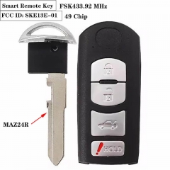 3+1 Button FSK433.92 MHz Smart Remote Key (CAR) 49 Chip MAZ24R For Maz*da FCC ID: SKE13E-01 (Mitsubishi System)