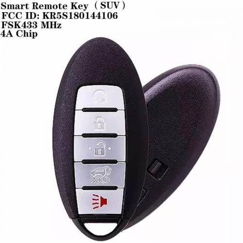 (SUV)4+1 Button FSK433 MHz Smart Remote Key 4A Chip With Button Remote Start FCC ID: KR5S180144106 NSN14 / S180144110 TH-RC012 For Nissa*n ROGUE 2017-2019