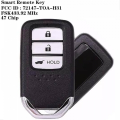 (SUV) 3 Button FSK433.92 MHz Smart Remote Key 47 Chip HON66 / FCC ID : 72147-TOA-H31 For Hond*a CRV 2015