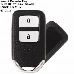 2 Button Smart Remote Key 47 Chip HON66 FSK313.8 MHz FCC ID: 72147-T5A-J01 For Hond*a
