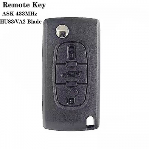 3buttons Remote Key ASK 433mhz (HU83 / VA2) For peogueo*t 307 0523