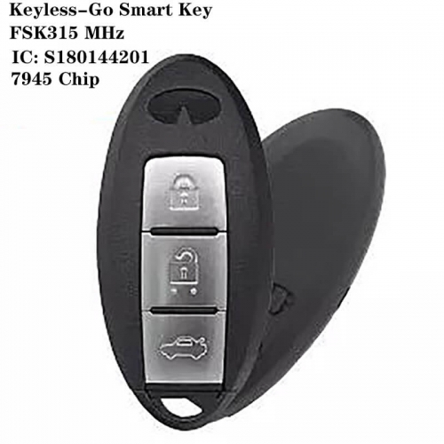 Keyless-Go Smart Key FSK315 MHz 7945 Chip 3 Button For Infinit*i IC: S180144201 