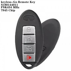 keyless-Go Remote Key FSK434 MHz 7945 Chip 3+1 Button For Infinit*i JX35, JX50, JX60, QX60 IC: S180144011 