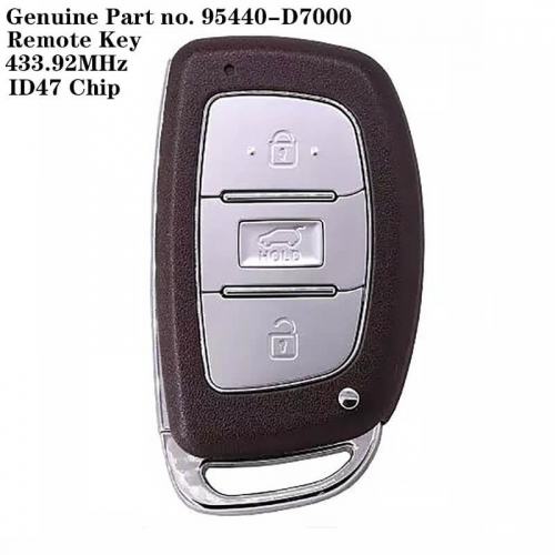 Smart Remote Key 3 Button FSK433.92MHz ID47 Chip For Hyunda*i Tucson 2019 /N: 95440-D7000
