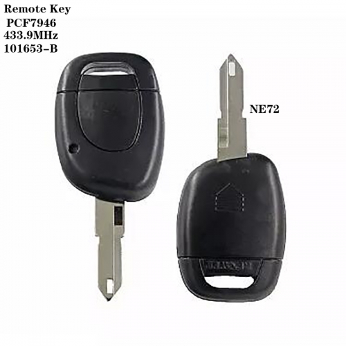 1Button Remote Key 433.9MHz PCF7946 Chip NE72 101653-B For Renaul*t 