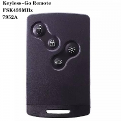 Keyless-Go Remote Smart Card 4button FSK433MHz 7952A VA6 Blade For Renaul*t Koleos 