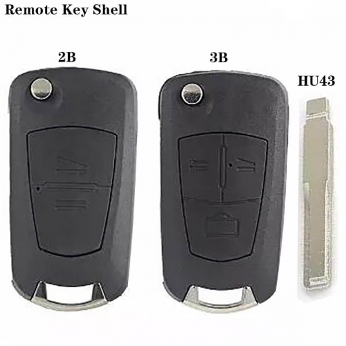 Modified Flip Remote Key Shell 2/3 Button HU43 Blade For Ope*l