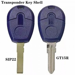 Transponder Key Shell Blue SIP22/GT15R Blade For FIAT(Brazil Only）