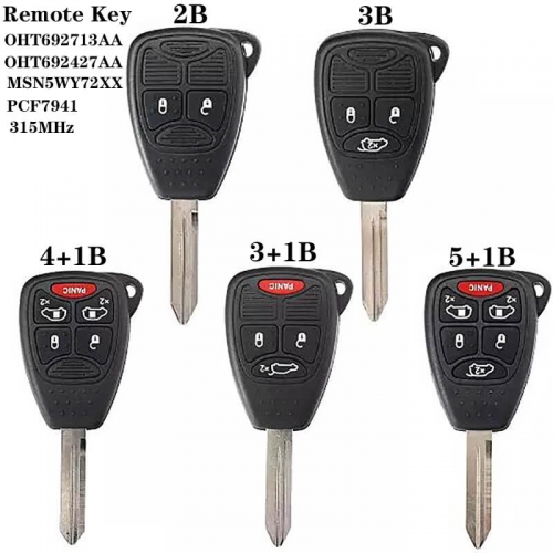 2/3/3+1/4+1/5+1Button Remote Key 315MHz OHT692713AA-OHT692427AA-MSN5WY72XX-PCF7941 CY24 For Chrysle*r 