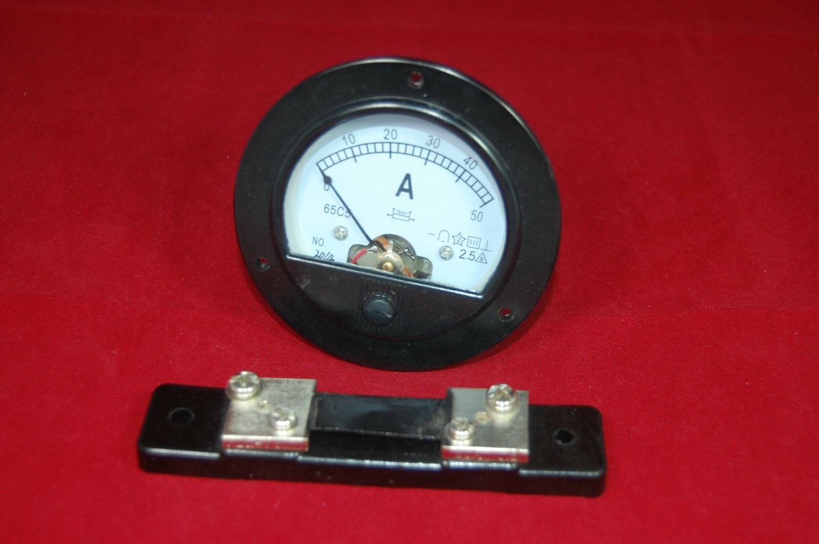 DC 0-50A Round Analog Ammeter Panel AMP Current Meter Dia. 90mm with shunt