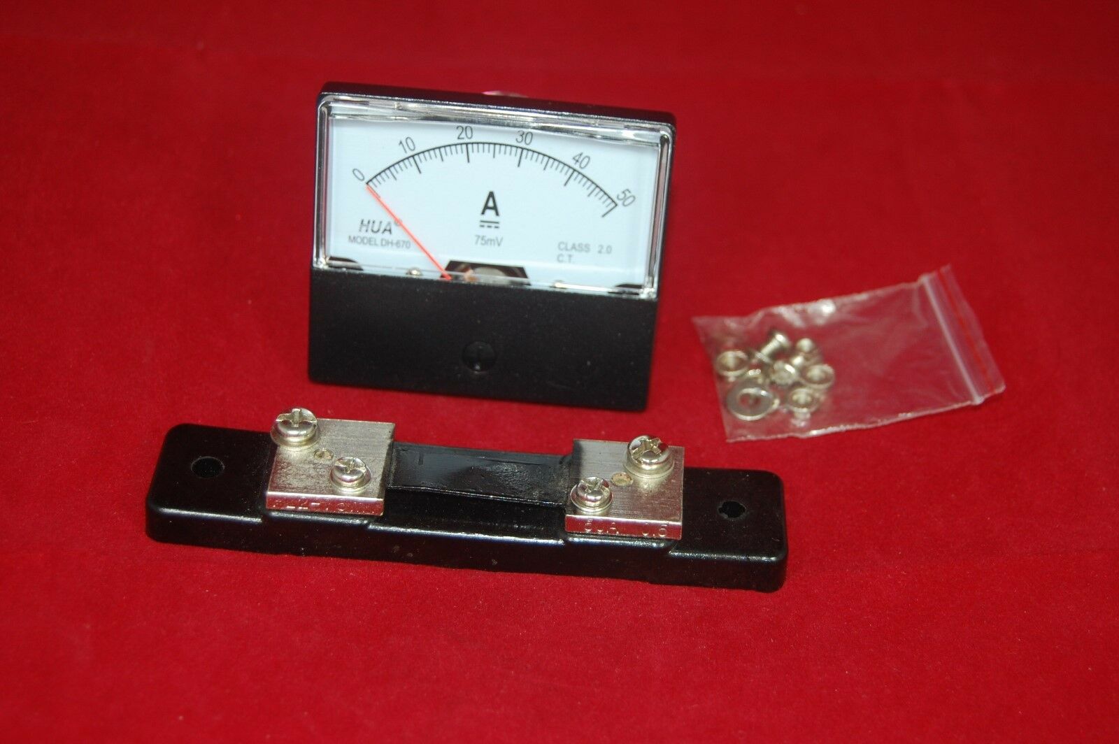 1PC DC 0-40A  Analog Ammeter Panel AMP Current Meter 60*70MM with Shunt