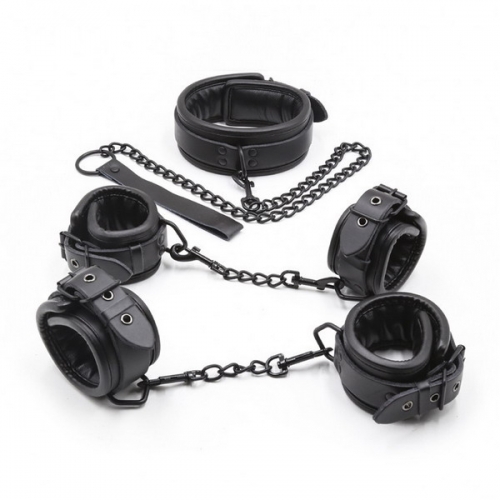 MOG Leather neck cover handcuffs shackle three-piece