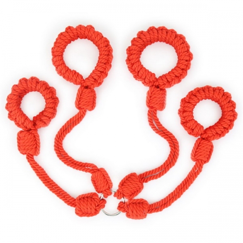 MOG Red hemp rope fun adjustable hand straps handcuffs ankle
