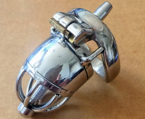 MOG Stainless steel male chastity lock with soft conduit