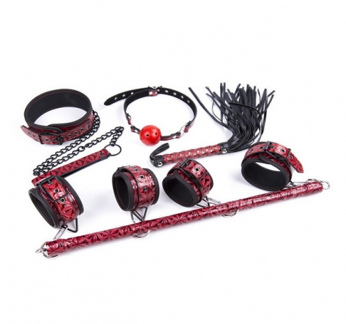 MOG sexy adjustable  Diamond iron pipe whip handcuffs ankle and mouthball set sex product for couples
