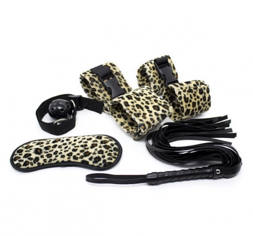 MOG Leopard mouth ball handcuffs ankle eye mask whip set