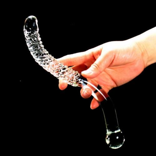 MOG S-shaped glass penis crystal massage stick