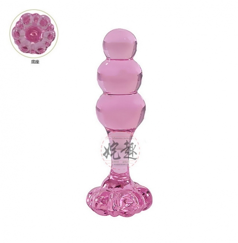 MOG Pink crystal glass G-point anal plug