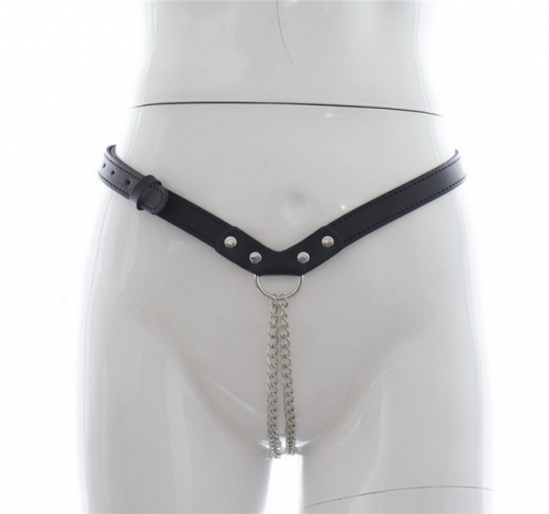 MOG Leather chain chastity pants