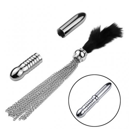 MOG Sex Toys Flirt Feather Beat Whip Chain Three-Purpose Metal Stainless Steel Anal Plug Adult Toy