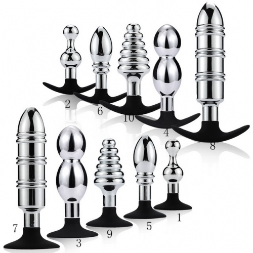 MOG Metal + silicone out anal plug anus expansion male and female with masturbation device sucker pull beads sex toys sex toys