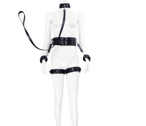 MOG Bundled leather hand and handcuffs with leg ring sex toys hook  neck collar collar binding belt 5 piece set