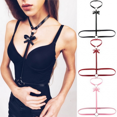 MOG SM Punk Gothic Body Bondage BDSM Restraint Chest Strap Bow Strap Hand Strap Sexy Lingerie Adult Game Simple Belt Wire Harness