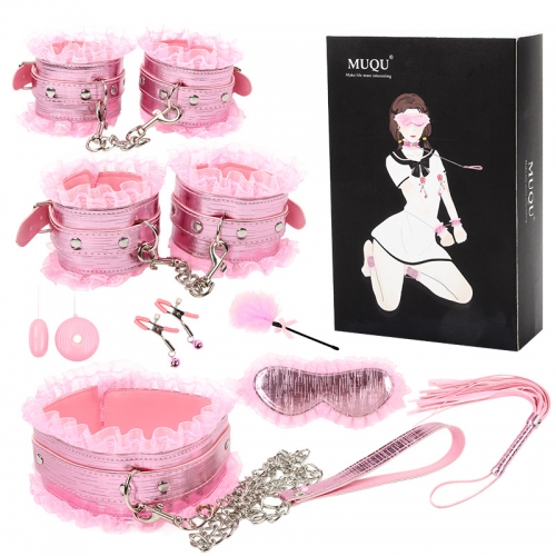MOG SM adult sex toys pink lace 8-piece set adult toys eight-piece bundled flirting sex toys