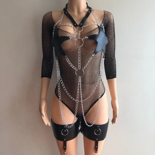 MOG With underwear Women PU Leather Legs Harness BDSM Body Restraint Bondage Garters Hip Harness