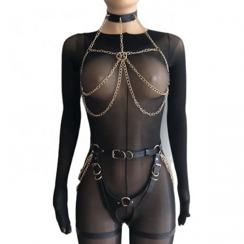 MOG PU Leather Harness BDSM Body Suit With underwear  MOG-BSN014