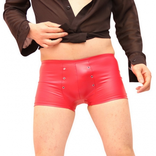 MOG Men's Sexy Waterproof Latex Ammonia Shorts Skinny Low Waist Panties
