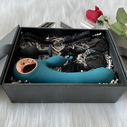 Rabbit Vibrator Collar Silicone Anal Plug Adult Sex Toys Set Gift Box For Women