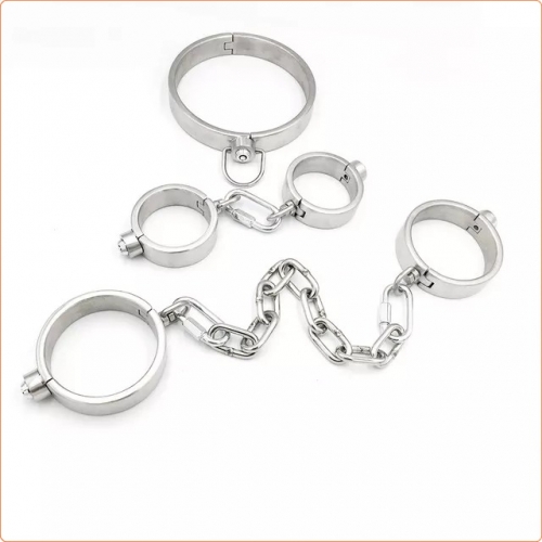 MOG Three-piece set of push-lock simple handcuffs and ankle cuffs