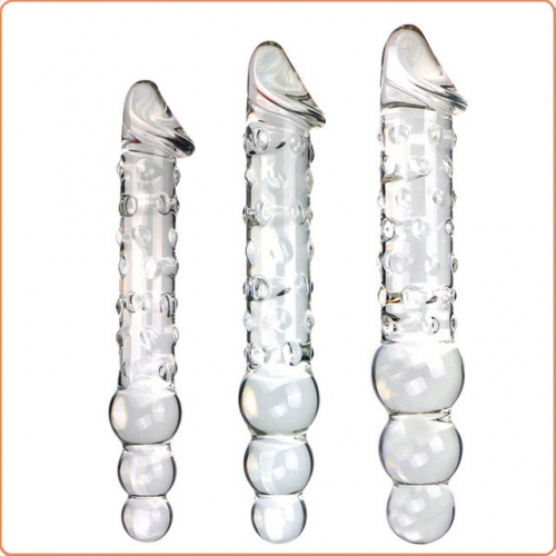 MOG Three ball phallus glass massage stick MOG-DSG002