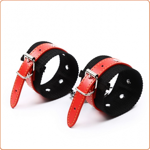 MOG Black and red nylon leather pin cuffs MOG-BSE021