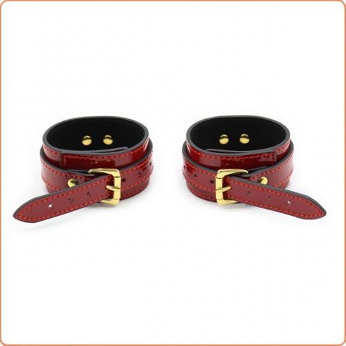 MOG Red shiny leather pin buckle with gold studs MOG-BSE031