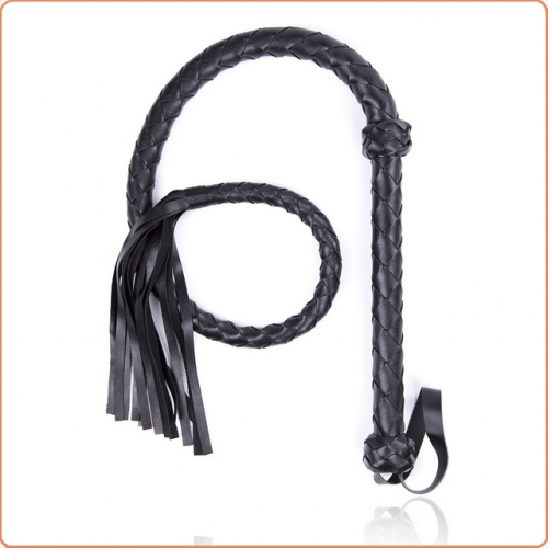 MOG Black leather braided whip with whiskers MOG-BSG076