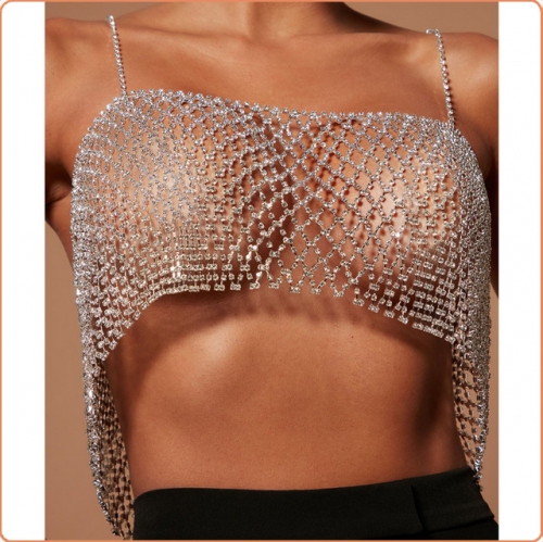 MOG Rhinestone mesh openwork chest chain MOG-BSO072